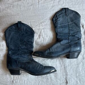 Dingo Dark Blue Leather Cowboy Boots - 6 (fits like 5.5)